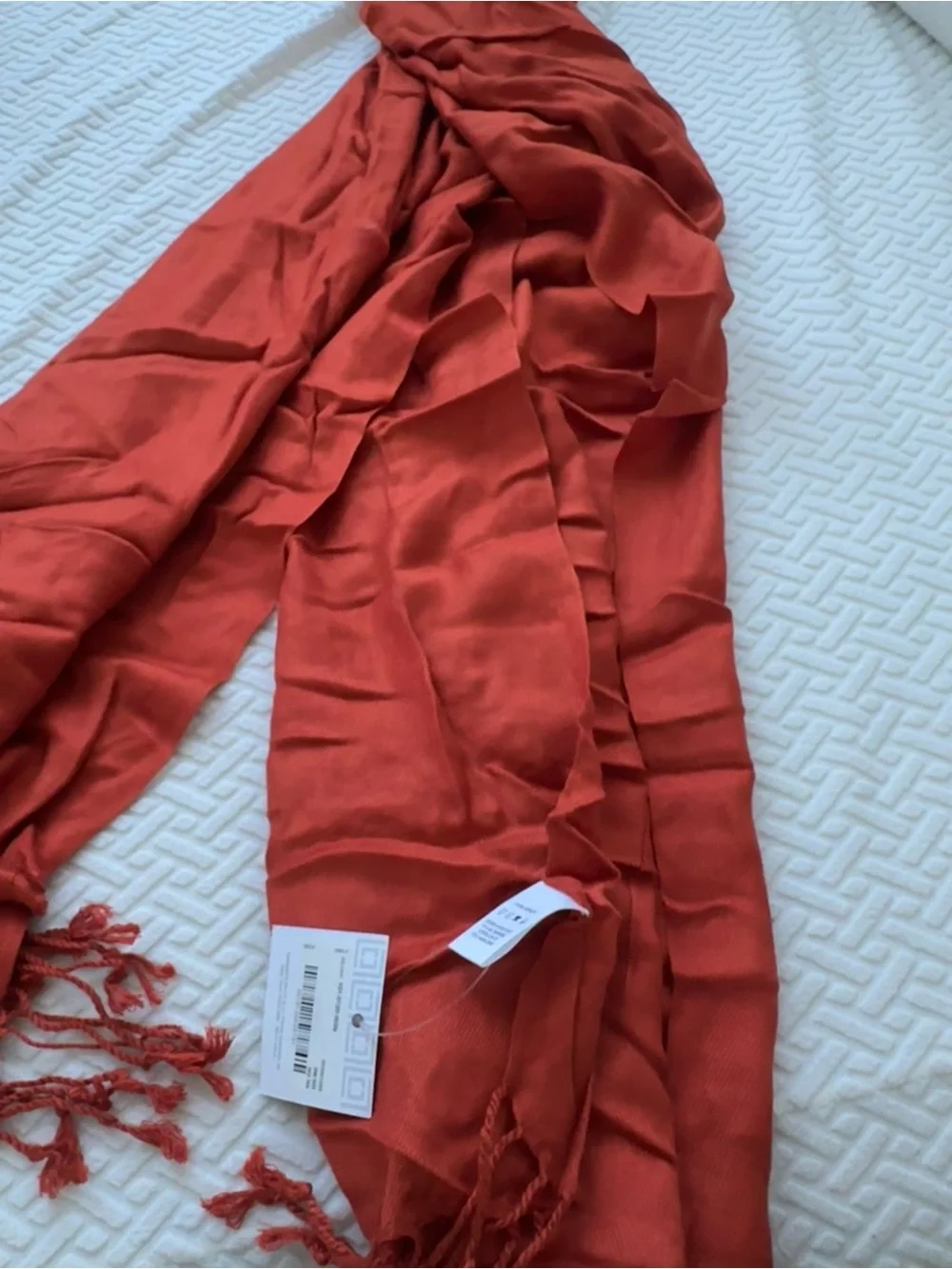 LIZ CLAIBORNE burnt orange Fringe Scarf